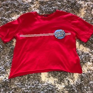 Red Santa Cruz cropped shirt